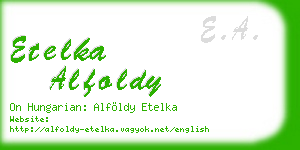 etelka alfoldy business card